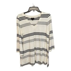 J. Jill Wearever Collection Striped V-Neck Oversized Top Size S